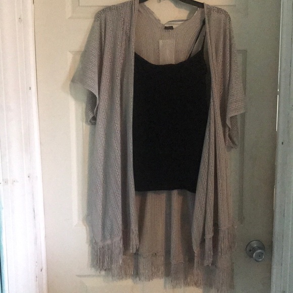 David and Young Sweaters - David and Young Light Gray Kimono